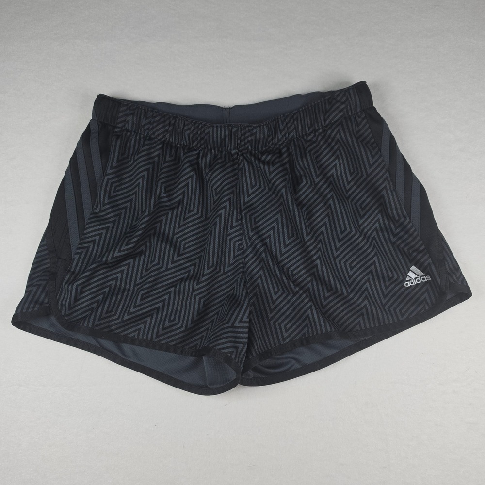 Adidas Climalite Running Shorts Medium Black Gray Chevron Print‎